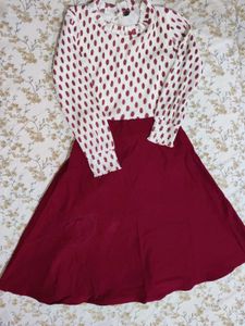 Polka Dot &amp; Maroon Dress