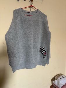 Stylish Grey Patchwork Sweater