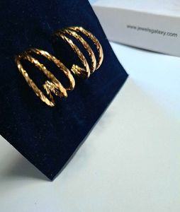 Elegant Gold Plated Twisted Hoop Earrings