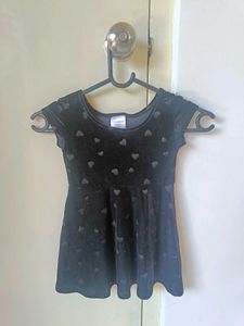 Adorable Girls' Heart Print Velvet Dress