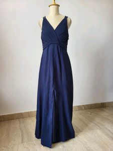 Navy Blue Maxi Dress with Slit