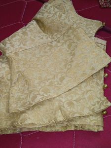 Gold Silk Blouse With Neck Buttons