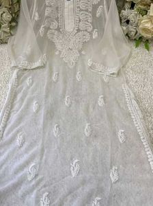 Chikankari Kurti And Purple Short For Bhawana