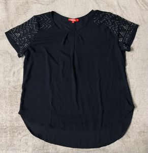 ELLE - Chic Black Embellished Top