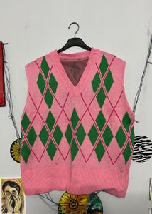 Pink Argyle Sweater Vest💚🩷