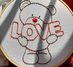 Teddy Bear Embroidery Hoop Art