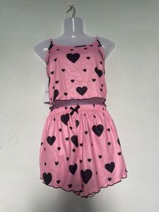 Cute Heart Print Pajama Set