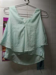 Chic Sea Blue Top With Frils