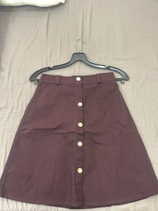 Burgundy Button-Down A-Line Skirt