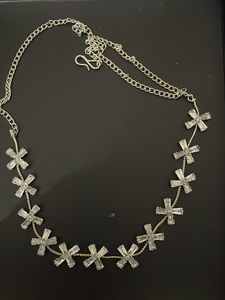 Silver Crystal Flower Necklace