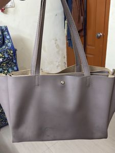 Simple Beige-Gray Tote Bag