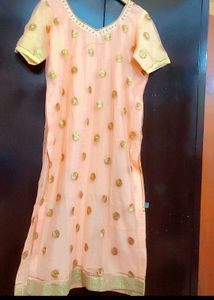Light Orange Kurta Golden Skirt &amp; Dupatta 40 Bust