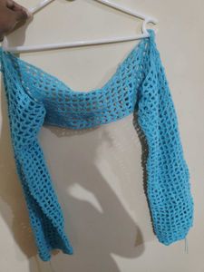 Light Blue Crochet Sleeves