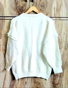 White Ruffle Sweater size-42