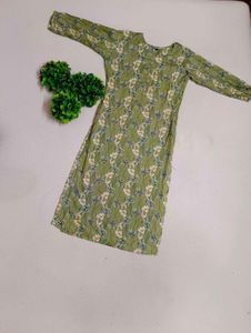 Green Floral Printed Kurti Set with Dupatta