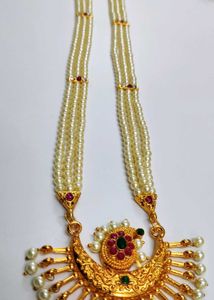 Pearl &amp; Golden Moti Haar / Necklace 14.5&#34;