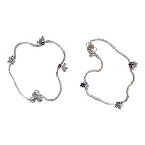 Silver Anklets with Charm Details