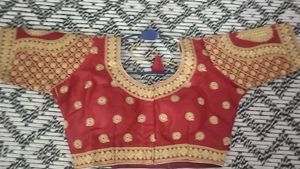 Red & Gold Embroidered Blouse