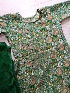 Green Printed Kurta Set