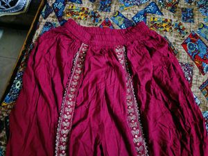 New Red Embroidered Palazzos