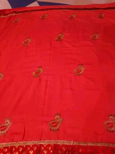 Peach Worked Saree With Stitched Blouse