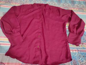 Madarin Collar Purple Georgette Shirt