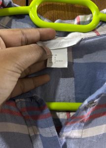 Blue Plaid Button-Down Shirt