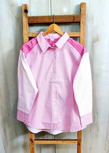 Pink Striped Cotton Shirt Size-42-44