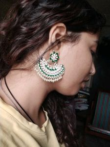 PRICE DROP! Green, Pink And White Kundan