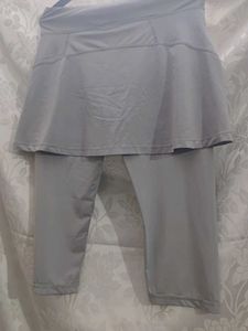 Gray Leggings with Skirt Overlay
