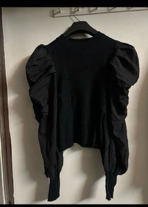 Chic Black Puff Sleeve Top