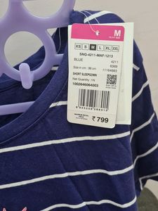 SHYLA Striped Round-Neck Nightshirt