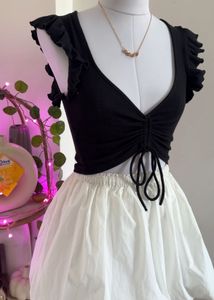 Black Ruffle Crop Top