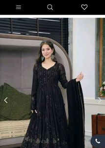 Elegant Black Embroidered Kurta 2psc Set