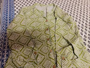Green Diamond Print Kurta