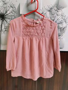 Pink Ruffle Neck Blouse
