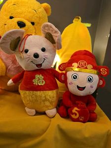 Collectible Plush Toys - Mouse & Monkey