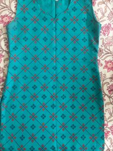 Teal Printed Kurti Top