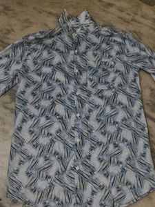 Abstract Print Long Sleeve Button Down Shirt