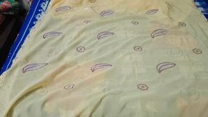 Light Yellow Saare With Attached Falls