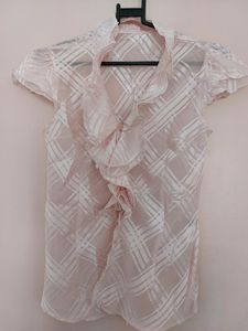 Light Pink Ruffle Neck Top