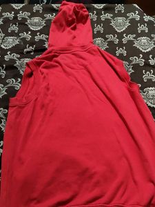 Red Sleeveless Hoodie