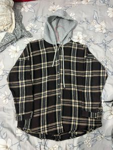 Hooded Plaid Flannel Shirt