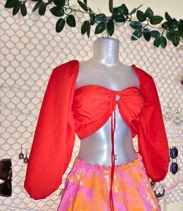 SizeS/M/L. 🎁Buy 2 Get 1 Free 🎁 Red Tie-Front Top