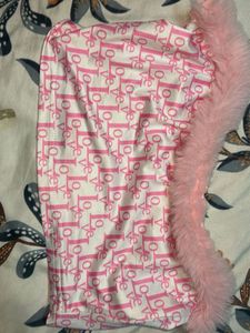Pink Fur Trim Tube Top