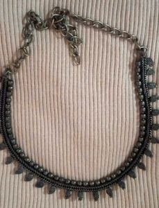 Oxidized Silver Leaf Necklace