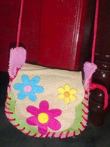 Cute Floral Flower Jute  Crossbody Bag
