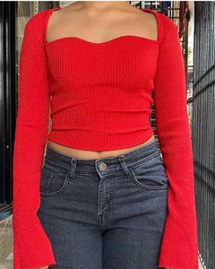 Red Shimmer long Sleeve Top