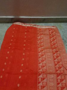 Very Fantastic And Gorgeous Orange Cotton Saari