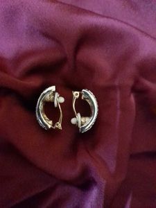 White Stone Clip On Earrings